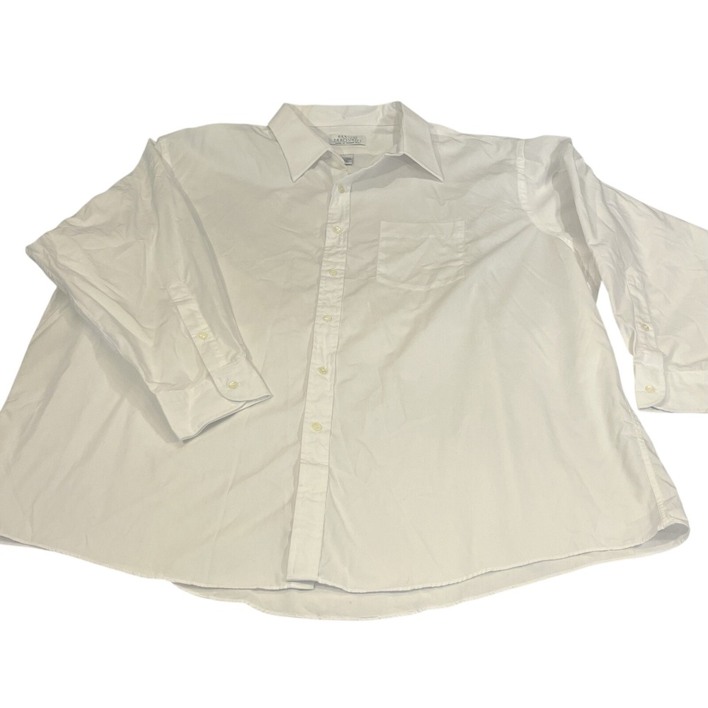 Arrow Bradstreet Big & Tall White Dress Shirt 19-34 Cotton Polyester Long Sleeve